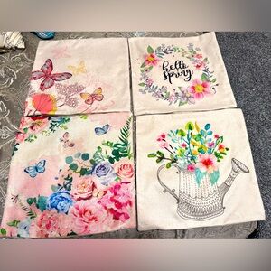 Spring Time Floral and Butterfly Decorative Pillow Covers